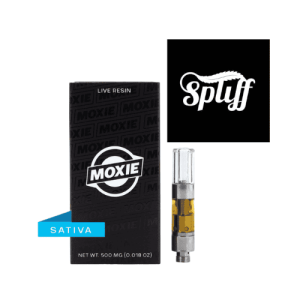 Moxie Sativa live resin cannabis cartridge for dispensary use.