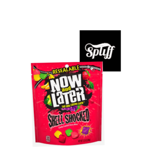 Now and Later Shell Shocked chewy candy with colorful packaging.