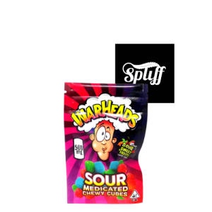 Sour medicated chewy cubes by Spliff Nation Dispensary dispensary, 50mg THC.