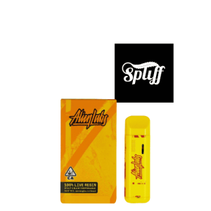 Vape pen and resin packaging at Spliff Nation Dispensary in Los Angeles, CA.