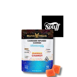 Muha Meds Mango Chamoy hash rosin gummies 100mg 10 pack at Spliff Nation Dispensary DC